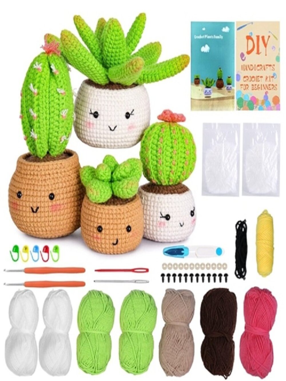 DIY Crochet Succulent Kit 🌵 – Beginner Friendly | Complete Set with 4 Cute Plan